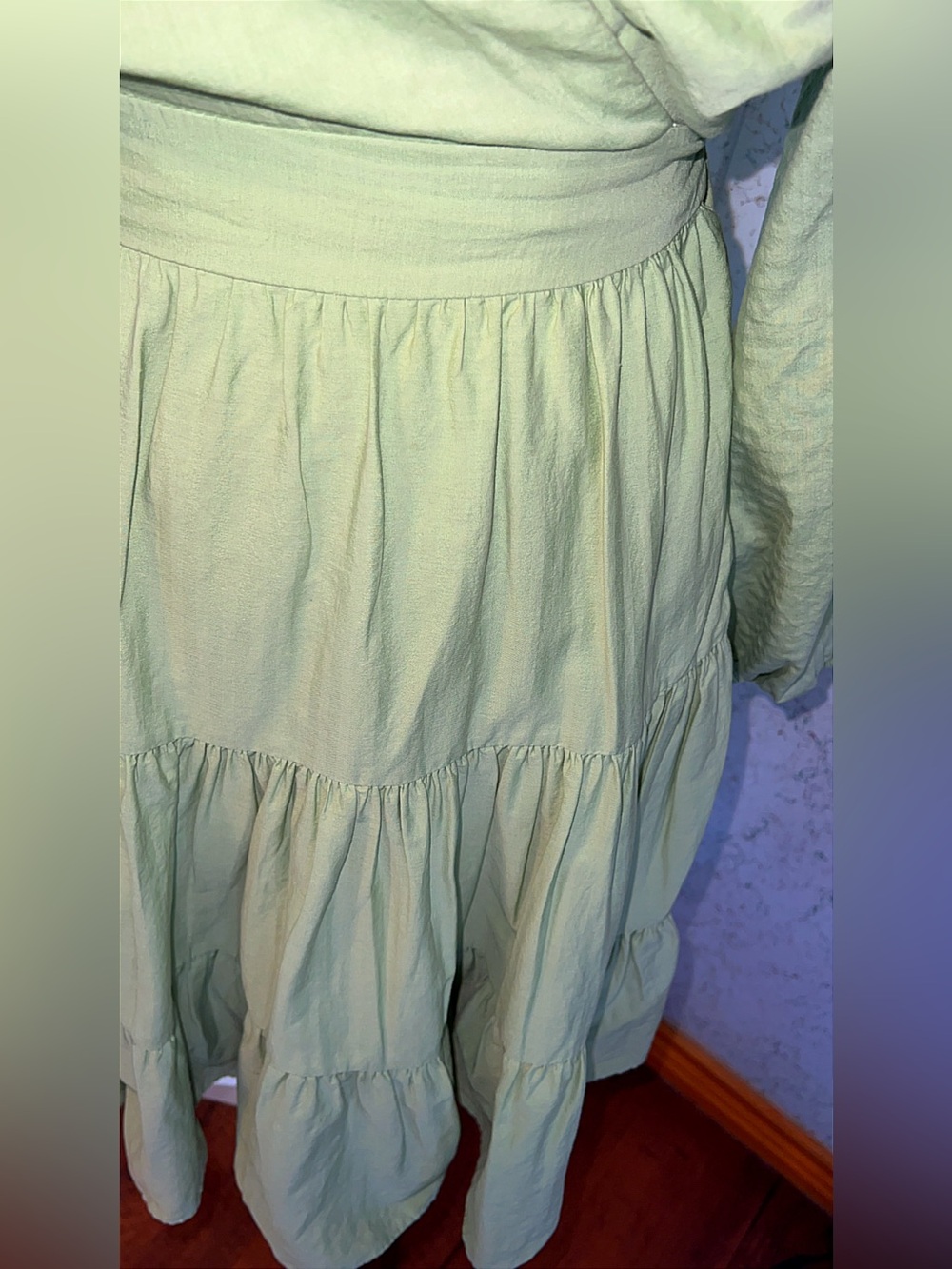 Gianni Bini Sage Green Wrap Tiered Maxi Dress XL - Picture 7 of 7